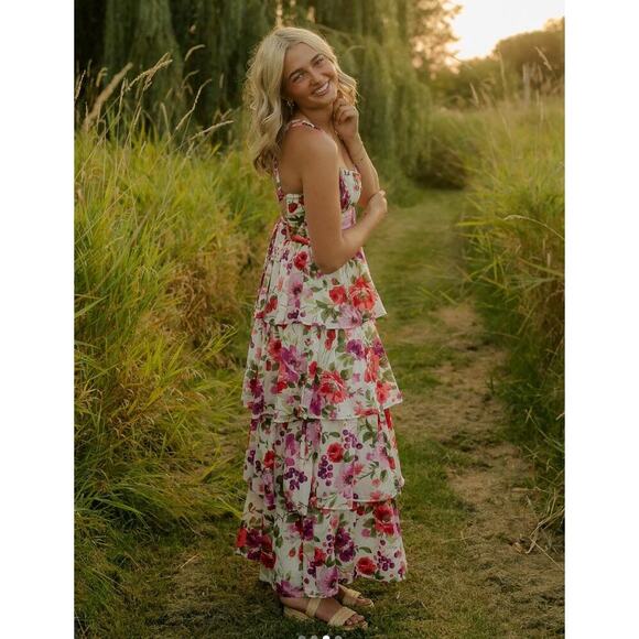 Abercrombie & Fitch Dresses & Skirts - Abercrombie and fitch floral berry tiered maxi dress - size small